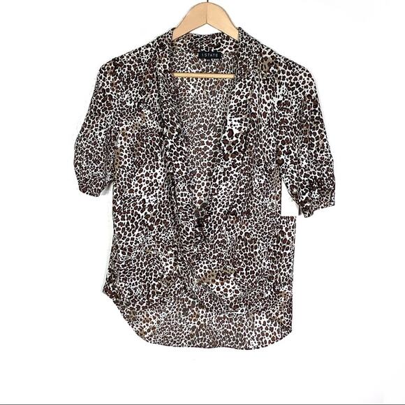 NWT 1 State 1/2 sleeve animal print twist top size XS - Picture 2 of 7